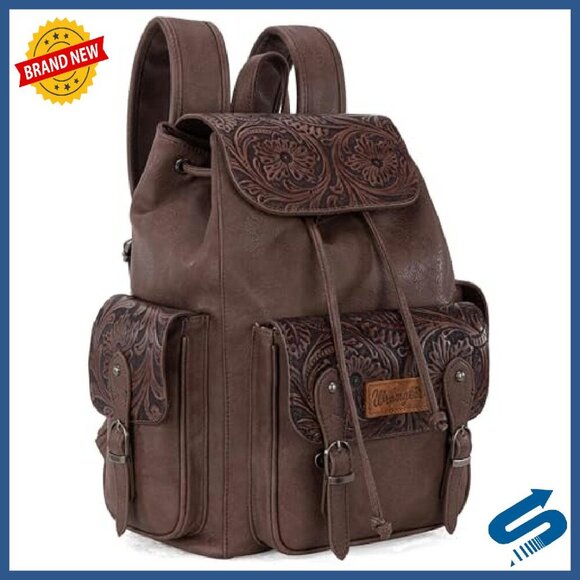 Floral Tooled Western Backpack Purse 30L Laptop Travel Bag